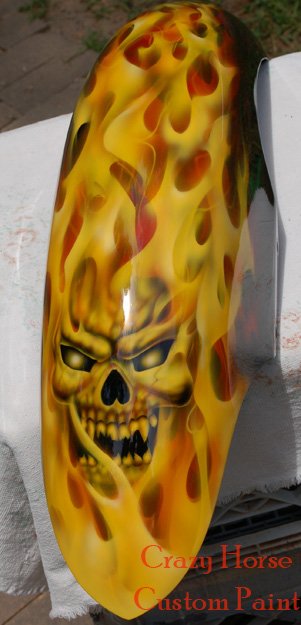 Skull with real fire flames.