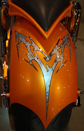 PPG Liquid Crystal Orange Pearl Base with Marblized Griphics.