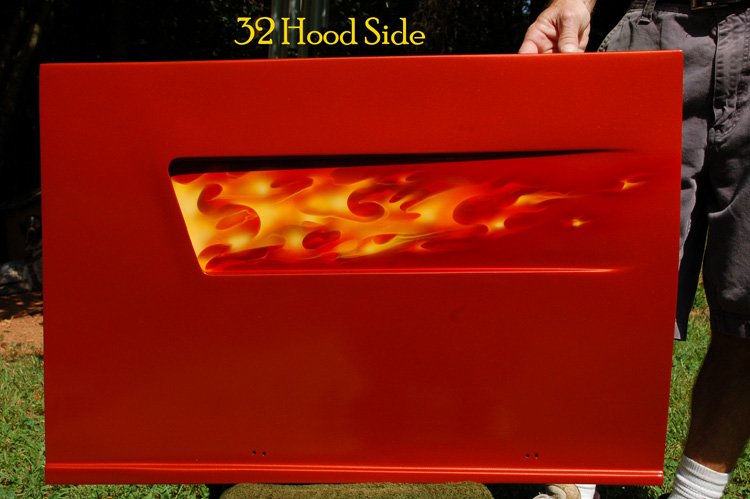 1932 Ford Real Fire Flamed Hood Side