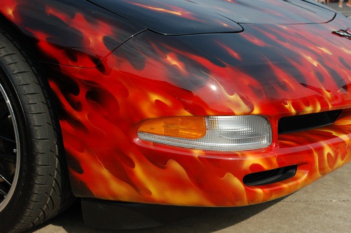 '98 Corvette with real fire flames.